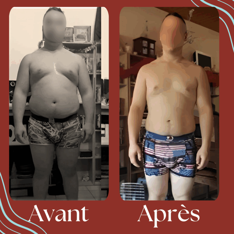 Photo d'un avant / après d'un client de Célia Ronco, experte en chrononutrition