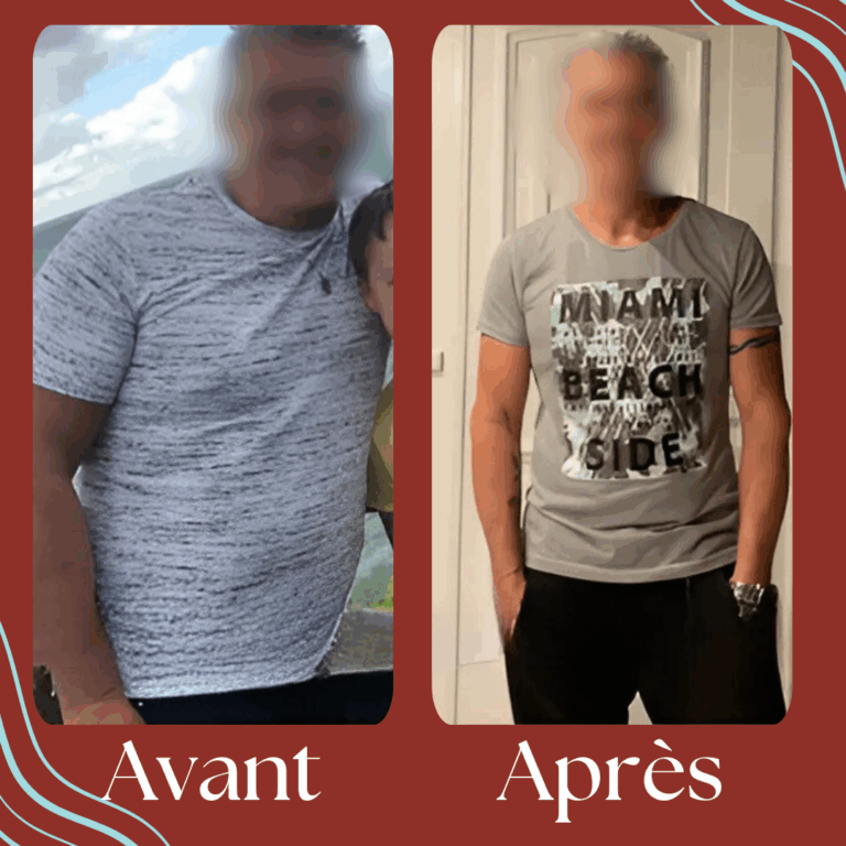 Photo d'un avant / après d'un client de Célia Ronco, experte en chrononutrition